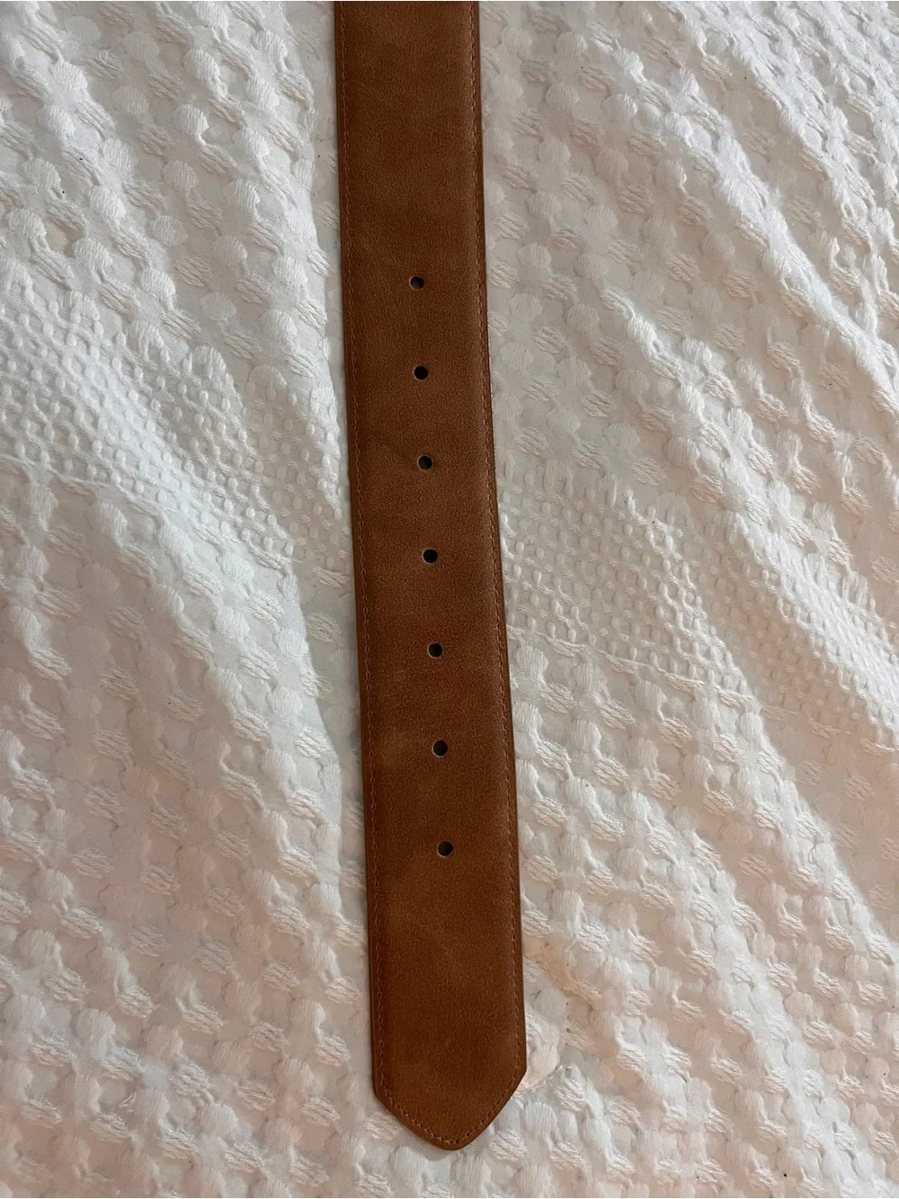 Vince Camuto Tan Suede Belt with Silver Oval Buckle